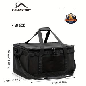 TEMU 【야외 모험】캠프스토리 60L 대용량 야외 캠핑 가방 - 카키색, 내구성 있는 폴리에스터 소재와 다양한 수납공간, 어깨끈 및 DIY 패치 포함, 피크닉, 스포츠 및 레저에 완벽함, 캠핑 액세서리