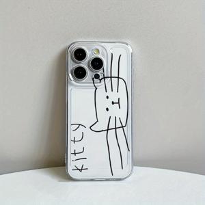 TEMU 다양한 삼성 갤럭시 모델, S24 울트라, S24 플러스, S23 울트라 등에 적용할 수 있는 투명한 폰 케이스, 소프트한 보호 커버로 높은 품질과 방수 기능을 제공하는 간단한 라인 드로잉 고양이 폰 케이스입니다.