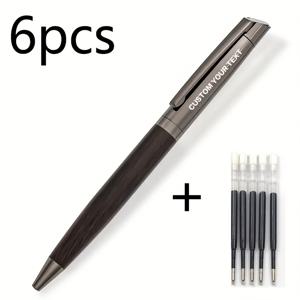 TEMU 6개 샌들우드 회전 볼펜 + 무료 레이저 각인 이름 맞춤 제작, 클래식 우든 비즈니스 선물 세트 - 1개 펜 + 5개 리필 (0.5mm 검정 잉크), 매끄러운 필기감, 스승의 날 및 기업 기념품 추천