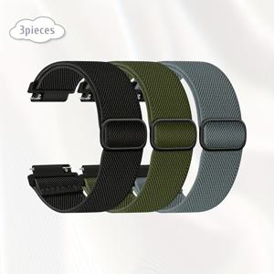 TEMU 3팩 스트레치 나일론 싱글 루프 시계 밴드, 20mm/22mm 호환 가능, 조절 가능한 스포츠 탄성 손목밴드 여성 남성용 삼성 7 6 5 4 40mm 44mm, 갤럭시 5 프로 45mm, 6 클래식 47mm 43mm, 4 클래식 46mm 42mm, 액티브 2