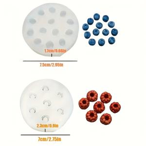 TEMU 2개 블루베리와 딸기 DIY 레진 몰드, 실리콘 촛불 주입 몰드 세트, 3D 블루베리와 딸기 모양, DIY 수제 몰드, 촛불 만들기 및 손수공예 장식, 결혼식, 데이, 생일 선물 상자 장식