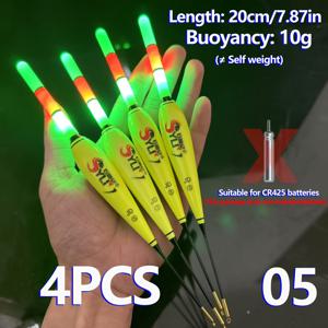 TEMU 4pcs Bite Float Night Fishing Floats - 네온 그린 & 레드, 높은 투명성, LED 라이트로 낮과 밤 낚시, 바다, 배, 연못 낚시에 이상적 (배터리 미포함), 낚시 플롯|네온 낚시 장비|폼 플롯, 배터리 없음
