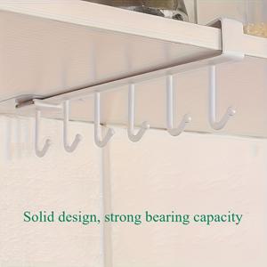 TEMU 벽걸이형 다기능 주방 수납 선반 6개 후크 포함 - 미끄럼 방지, 스타일리시한 플라스틱 컵 홀더, 식기류, 와인 잔 걸이 및 기타 목적용 훅, 훅