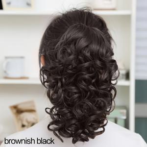 TEMU 여성용 우아한 리본이 달린 포니테일, 곱슬곱슬한 헤어피스, 배롱나무 꽃 모양의 곱슬머리, 파도 모양의 포니테일, 일상 착용용 합성 모발.