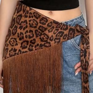 TEMU 1개 Y2K 카우걸 프린트 프린지 타이 허리띠 - 조절 가능한 삼각형 타이 디자인, 드레스 & 청바지용, 플러스 사이즈 가능, 파티·뮤직 페스티벌·해변·야외 활동에 완벽한 트렌디 액세서리, 텍스처 감성 캐주얼 벨트, 핸드워시 가능