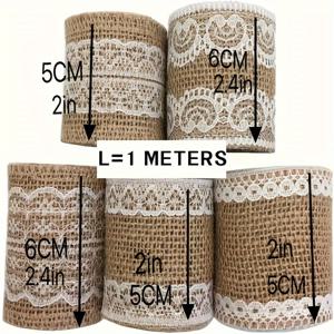 TEMU 6pcs 바닐라 리본 및 레이스 롤 세트, 30 야드의 와이드 포함, 결혼식 장식, DIY 공예, 가정 장식용 바닐라 리본, 러스티 결혼식 장식|장식용 바닐라 리본|주트 와이드 포함, 화환 장식용 장식 리본
