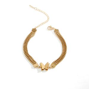 TEMU 1개, 패션 브레이슬릿, 더블 레이어 나비 매트 골드 브레이슬릿, 고급스러운 우아한 럭셔리 스타일, 304L 스테인리스 스틸, 저자극성 소재, 파티 연회 착용 및 선물용, 청소년을 위한, 특별 이벤트,스타일리시 액세서리,이중 레이어 디자인,고품질 금속,섬세한 체인,여성 패션,그녀를 위한 선물