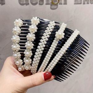 TEMU 5개/3개 세트 우아한 플라스틱 비드 헤어 클립, 여성 스타일 사이드 머리핀 액세서리, 폼 없는 디자인 앞머리 및 날카로운 머리카락용 헤어스타일 도구