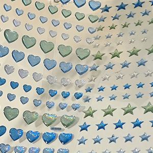 TEMU 1pc 스파크링 자체 접착 스티커, 하트 및 별 모양, 파스텔 핑크 & 블루 글리터 마감, 비닐 소재, DIY 공예 및 축제 장식에 이상적 (크리스마스, 할로윈, 추수 감사절, 부활절), 공예 용품 | 축제 데칼 | 비닐 스티커