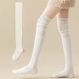 TEMU 여성용 레이어드 러치드 종아리 양말 1켤레 - 얇은 단색 무봉제 디자인, 손세탁 가능, 캐주얼 의상 및 타이츠 아래 레이어링을 위한 다색 옵션, 다용도 양말 스타일 | 양말 디자인 | 무봉제 구조, 귀여운 양말