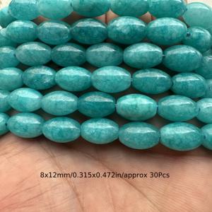 TEMU 8x12mm 약 30개 블루 아쿠아마린 오벌 루즈 비즈 - DIY 주얼리 만들기, 팔찌, 목걸이 & 귀걸이, 발찌용 펜던트 참 - 휴일 선물 액세서리 - 15인치