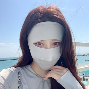 TEMU 스타일리시한 자외선 차단 페이스 마스크, 얼굴과 목을 위한 정밀 커버리지 (로고 유무 선택 가능), 가벼운 통기성 소재로 더위와의 작별, 야외 스포츠 및 해변 휴가에 적합, 뜨거운 여름 여행 경험 향상