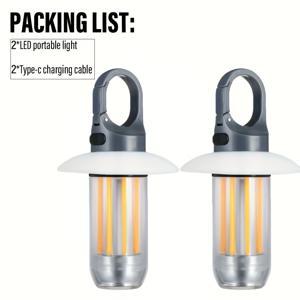 TEMU 2개 캠핑 핸디 라이트, 충전식 손전등, 야외 휴대용 핸디 라이트, 휴대용 후크 포함, 5가지 조명 모드, 긴 수명 배터리, 캠핑, 하이킹, 야간 낚시, 비상 조명 등에 적합, 초경량 캠핑 장비, 캠핑 라이트 스탠드, 캠핑용 휴대용 라이트, 장시간 지속 캠핑 라이트, 야외 캠핑|후레쉬