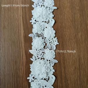 TEMU 3D 꽃 레이스 트리밍, 2야드 및 1야드 길이로 제공, 가정용 커튼, 웨딩 베일 에지, DIY 공예
