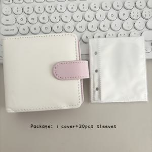TEMU 미니 3인치 PU 마카론 카드 앨범, 20개의 더블 사이드 페이지 포함