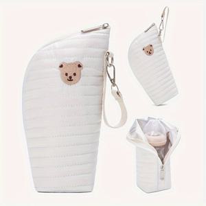 TEMU 알루미늄 모양으로 편리한 병 가방 - 여행용으로 병을 따뜻하게 유지, 내구성 있는 폴리에스터, 안전한 지퍼 클로저 및 튼튼한 손잡이 - 필수 부모 액세서리, 여행 가방, 세련된 부모 액세서리, 튼튼한 손잡이