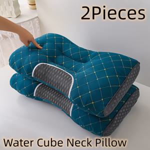 TEMU 2pcs SPA 경추 베개 3D 퀼트 에르고노믹 목 지지 베개, 척추 편안함, 휴식 및 더 나은 수면 - 기계 세척 가능, 통기성 메쉬 엣지, 부드러운 폴리에스테르, 다양한 색상 제공, 수면 목 베개, 휴식 액세서리, 스타 패턴 디자인, 내구성 있는 지퍼 클로저