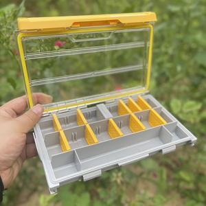 TEMU 1pc ABS 다기능 낚시 도구 정리함, 분리 가능한 낚시 도구 홀더, 물고기 가시 보관함 및 부드러운 낚시 도구 보관함 - 노란색 및 회색, 비수면 방지, 민노우 펜슬 및 낚시 도구에 이상적, 낚시 도구 상자