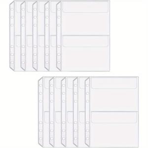 TEMU 10개 A5 바인더 포켓 6 홀 플래너 인서트 투명 PVC 루즈리프 스토리지 파우치 파일링 가방 보관용 주얼리 예산 현금 사진 카드