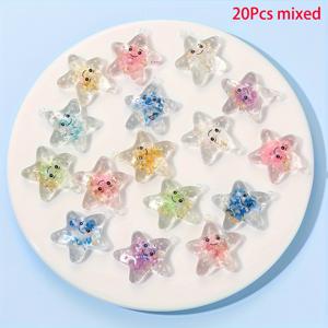 TEMU 20pcs 다색 빛나는 밤에 별어미 장식, 크림 접착제 중간 바다 생물 쇄골 방지 별어미 목걸이, 바다 스타일 귀여운 액세서리 DIY 목걸이, 귀걸이, 열쇠끈 보석 공급, 창의적인 아크릴 액세서리 이상적인 휴일 선물