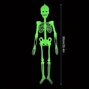 TEMU 1개 빛나는 녹색 해골 장식, 90cm 발광하는 해골, 움직이는 플라스틱 할로윈 파티 & 홈 데코, 전기 필요 없음, 야외 마당 & 정원 사용, 할로윈 장식 수집 가능한 건물 & 액세서리