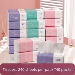 TEMU 24팩, 40팩 울트라 소프트 4겹 티슈, 두꺼운 휴대용 천연 목재 펄프 제작, 가정 및 여행용 경제적인 대량 팩