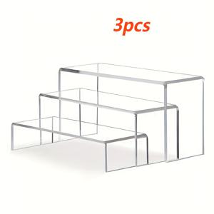 TEMU 3개 세트 PS 수직 직사각형 완전 투명 PS 디스플레이 스탠드, 장식, 보관, 소매 전시 캐비닛, 컵 홀더, 보관 상자, 전시대, 화장품 주얼리 디스플레이 스탠드