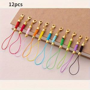 TEMU 12pcs 브레이드 코드 펜던트 DIY 공예 용품 액세서리 레니어드 폰 코드 게잡이 클래스 골든 브레이드 쇼트 코드 인공 자드 쌀 브레이드