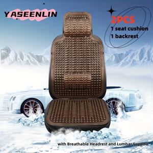TEMU 2개/3개 자동차 마사지 단열 시트 쿠션 세트, 1개 시트 쿠션과 1개 등받이, 통기성 헤드레스트 및 요추 지원, PE 소재, 세단, SUV, 밴, 굴착기 지게차 냉각 매트, 플라스틱 사무실 시트 패드에 적합