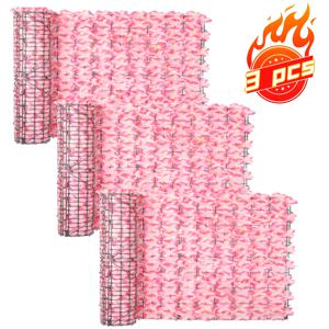 TEMU 3pcs 100Cm*50Cm 매력적인 복숭아 색상의 인공 이브리 프라이버시 펜스 스크린, 전원 필요 없음, 플라스틱 꽃 벽 배경, 야외 정원, 테라스, 발코니에 적합 - 결혼식, 고급 펜스 장식에 완벽