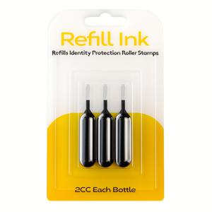 TEMU 프라이버시 씰 스탬프 리필 잉크 - 3개 블랙 잉크 병, 각 2cc, ABS 소재, 신분증 보호 롤러 스탬프용 무화학성분, 문서 보안용, 세련된 디자인, 무화학 잉크