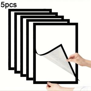 TEMU 5개 세트 클래식 스타일 자석 사진액자, A4 사이즈, 수직형, 직사각형 디자인, 플라스틱 소재, 벽 장식용 재사용 가능