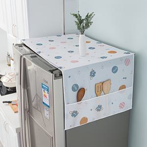TEMU 포켓이 있는 꽃무늬 냉장고 커버 - 내구성 PET 소재, 50인치 x 20인치, 전기 없음, 마그네슘 무함유, 현대적인 주방 정리에 완벽한 화이트 데이지 디자인, 주방 수납용