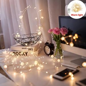 TEMU 200cm/78.74인치 LED 아이스 크랙 볼 구리 와이어 장식 조명 - 배터리 구동 (배터리 미포함), 따뜻한 화이트 글로우, 내구성 있는 플라스틱 실내외 사용 가능, 결혼식, 파티, 휴일, 데이 & 홈 데코, 장식용 조명, 우아한 분위기 조명, 버튼 제어 작동, 장식, 스타일리시한 조명, 가벼운 디자인, 인테리어 디자이너용