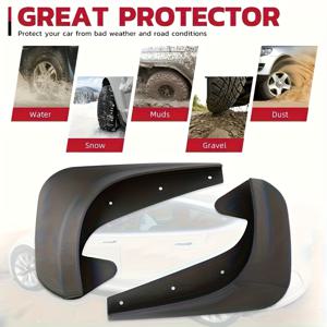 TEMU 4개 세트 올테레인 자동차 머드가드 - 전후면 휠 보호, 헤비듀티 방수 디자인, 사계절 내구성, 정밀 핏 (TOYOTA, Volvo, Ford, HONDA 등 차량용) - 쉬운 설치, 눈, 진흙, 자갈, 먼지 방지 - 에어로다이나믹 휠 아치 보호, 안전성 강화