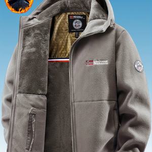 TEMU 남성용 기모 풀집업 후드 재킷, 풀집업 클로저 & 풀집업 앞면 - 헤비 듀티 겨울 코트, 풀집업 후드 디자인, 풀집업 앞면 클로저, 두꺼운 따뜻한 겨울 재킷, 극한의 추위, 캠핑, 일상용 - 남성용 아우터, 겨울 재킷