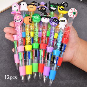 TEMU 12개 할로윈 모래 예술 볼펜, 할로윈 호박 볼펜 4가지 색상, 다양한 할로윈 모양 - 유령, 오스트레일리아 가슴오리, 마녀 모자 등, 축제 분위기 향상, 부드러운 필기감, 완벽한 파티 선물, 사무실 및 학교 용품