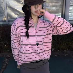 TEMU 여름 여성 레트로 올드 머니 스타일 니트웨어 한국 동대문 디자인 루즈 폴로 칼라 탑