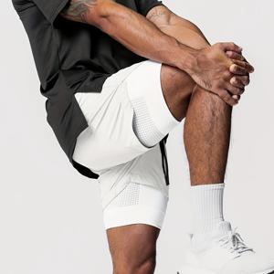 TEMU 남성용 여름 운동 반바지 - 통기성, 빠른 건조, 달리기 및 농구 훈련 반바지, 이중층 패딩, 지퍼 포켓, 수건 걸이 기능, 블랙 및 버건디, 스포츠 의류 | 지퍼 반바지 | 폴리에스터 안감, 체육관 반바지|스포츠타올