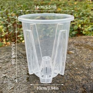 TEMU 5개 팩 캐주얼 라운드 플라스틱 난초 화분 배수 구멍 포함 - 실내 및 실외 사용을 위한 투명 통기성 화분