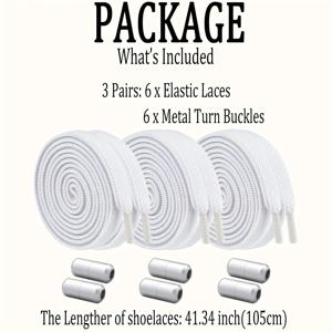 TEMU 3쌍 6mm 플랫 탄성 레이스업 신발끈 컬러풀 캡슐 버클 레이지 신발끈 무끈 신발끈 스포츠 신발 및 캐주얼 신발에 적합한 신발끈 액세서리