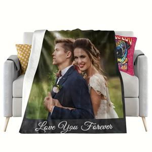 TEMU 맞춤형 사진 플란넬 담요 - 개인화된, 모든 계절에 적합한 부드러운 편안함을 위한 소파, 침대, 사무실 및 여행용 - 현대적인 스타일, 양면, 니트 폴리에스터, 디지털 프린트