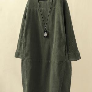 TEMU 플러스 사이즈, 가을과 겨울 신상 빈티지 캐주얼 솔리드 컬러 루즈핏 여성 드레스|가을원피스