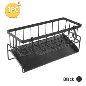 TEMU 1pc 스타일리시 아이언 메탈 스퀘어 스펀지 홀더, 내장 배수대, 공간 절약 카운터탑 정리기, 비누, 수건, 샴푸, 브러시, 스펀지, 컨디셔너, 내구성 및 녹방 방지, 욕실 및 주방에 적합, 가정용 액세서리, 주방 필수품, 욕실 액세서리