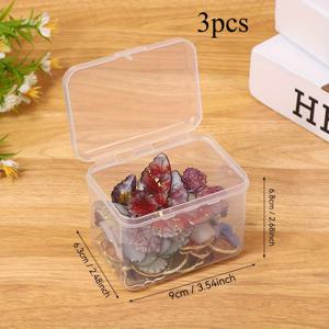 TEMU 세계 투명 플라스틱 보관함 3개, 안전 뚜껑이 있는 미니 보관용기 - 방수 및 다용도, 카드보드, 스티커, 파우더 퍼프, 종이 클립 등에 적합 - 가정 및 사무실용 견고한 직사각형 용기, 안전 보관함 | 투명 디자인 | 내구성 있는 보관함, 보관용기.