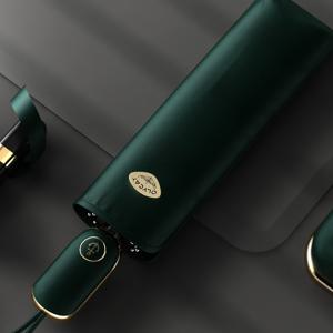 TEMU OLYCAT 컴팩트 자동 접이식 우산 - 자외선 차단, 방풍, 가벼우며 휴대하기 쉬운, 레드 골든 액센트, 6리브 알루미늄 프레임, 210T 포ンジ 원단, 한 손으로 조작 가능, 여성용 스타일리시한 플랫 디자인