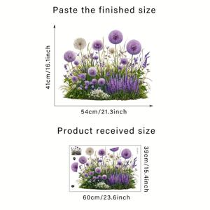 TEMU 1개 진한 보라색 코네플로우와 라벤더 정원 장면 PVC 창문 스티커 - 자가 접착, 재사용 가능, 양면 보기가 가능한 디자인 - 거실, 침실, 주방, 욕실에 적합 - 가정 장식 및 개인화에 이상적, 창문 스티커 | 자연을 영감으로 한 장식 | 쉽게 설치 가능한 장식, 꽃 장식