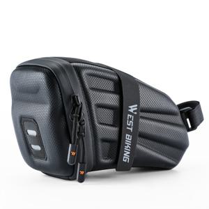 TEMU 웨스트 바이크 하드 쉘 자전거 안장 가방 - 조절 가능한 스트랩, 블랙 EVA 소재, 다중 수납공간, 테일 라이트 부착 가능, MTB 및 로드바이크용 완벽한 사이클링 액세서리