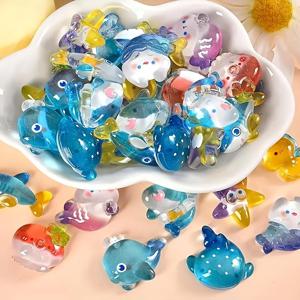 TEMU 30pcs 혼합 해양 동물 레진 장식 비즈 - DIY 보석 만들기, 헤어 액세서리, 신발 및 모자 장식, 색다른 레진 공예 용품, 공예, 선물 및 창의적인 프로젝트, 해양 테마 장식, 공예 용품, 창의적인 공예, 재미있는 디자인, 밝은 색상, 세부적인 공예, 고품질 비즈, 비즈 배열