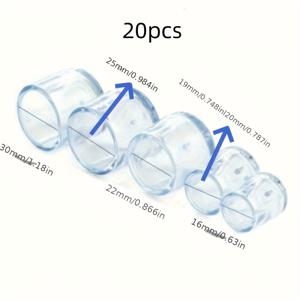 TEMU 20개 투명한 의자다리커버, 마찰과 소음을 줄이는 스툴발패드, 가구보호용품, 매끄러운 마감, 눈에 띄지 않은 보호, 경량 플라스틱재질, 긁힘방지패드, 가구미끄럼막기, 사무실의자, 아파트생활